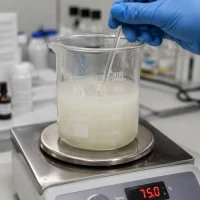 btms-cationic-emulsifier-hot-process-emulsification-75c-beaker-formulation Behentrimonium Methosulfate (BTMS-50 / BTMS-25) CAS 81646-13-1