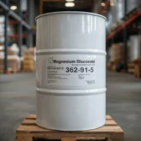magnesium-gluconate-cas-3632-91-5-steel-drum-industrial-packaging Magnesium gluconate CAS 3632-91-5 in white steel drum, industrial bulk packaging for food and pharmaceutical grade