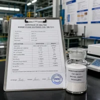 Certificate of Analysis for sodium xylene sulfonate CAS 1300-72-7, active matter 92.1%, QC PASS stamp, beside retain sample jar