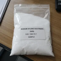 Sodium xylene sulfonate SXS white powder sample in ziplock bag, CAS 1300-72-7, free sample available for testing