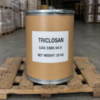 triclosan-25kg-fiber-drum-bulk-antimicrobial-agent-stock Triclosan CAS 3380-34-5 in 25kg fiber drum on pallet, bulk antimicrobial agent stock for textile and polymer applications