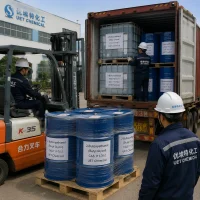 2-butoxyethanol-cas-111-76-2-container-loading-export 2-Butoxyethanol (Butyl Glycol) CAS 111-76-2 steel drums and IBC totes loaded into export container at UET Chemical factory