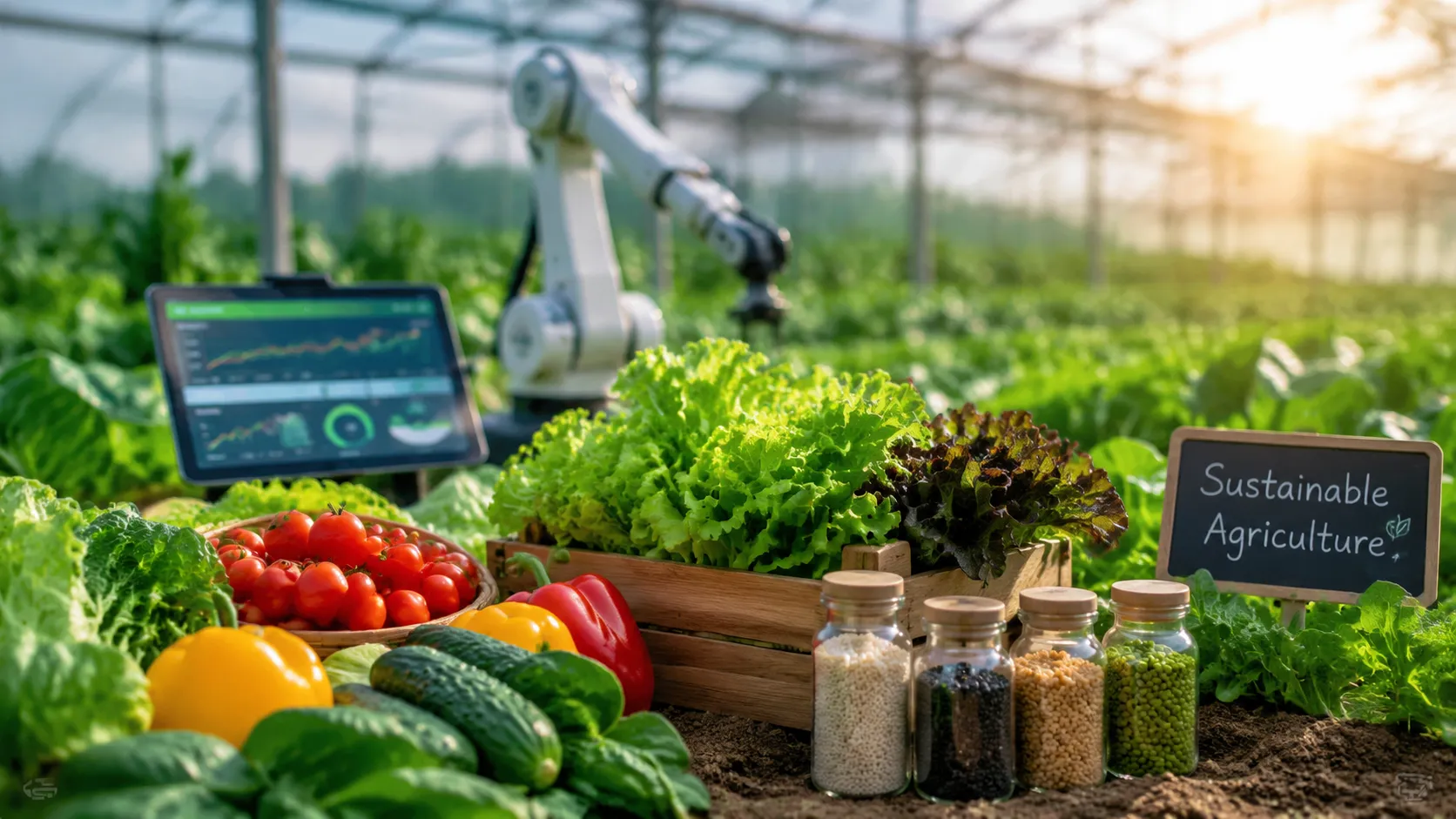 Healthy crops and soil representing agricultural chemicals and feed additives