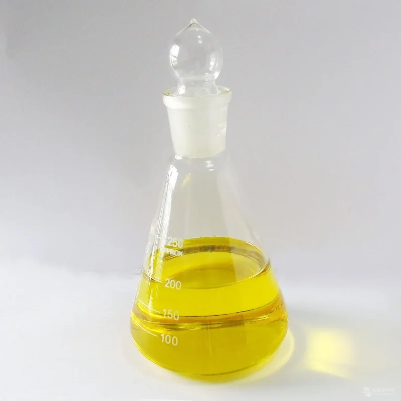 arachidonic-acid-ara-liquid-laboratory-volumetric-flask Laboratory-grade Arachidonic Acid (ARA) liquid dispensed into a glass volumetric flask with a stopper. The clear bright yellow oil demonstrates the high refinement and excellent quality control standards required for bioactive research and food-grade applications.