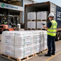 biosaccharide-gum-1-cas-194237-89-3-container-loading UET Chemical loading palletized 25 kg Biosaccharide Gum-1 (CAS 194237-89-3) drums into a container for export.