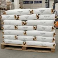calcium-formate-cas-544-17-2-25kg-bags-pallet-stack Stacked 25kg paper bags of Calcium Formate CAS 544-17-2 on a wooden pallet in warehouse, ready for export delivery