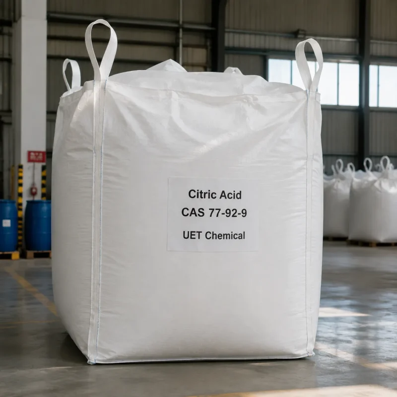 citric-acid-anhydrous-fibc-ton-bag-bulk-packaging-cas-77-92-9 Bulk FIBC ton bag of citric acid anhydrous CAS 77-92-9 with lifting loops in UET Chemical warehouse