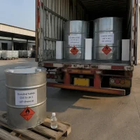 dimethyl-sulfide-dms-cas-75-18-3-export-shipment-steel-drums Dimethyl Sulfide DMS CAS 75-18-3 steel drums loaded into a shipping container for international chemical transportation and export