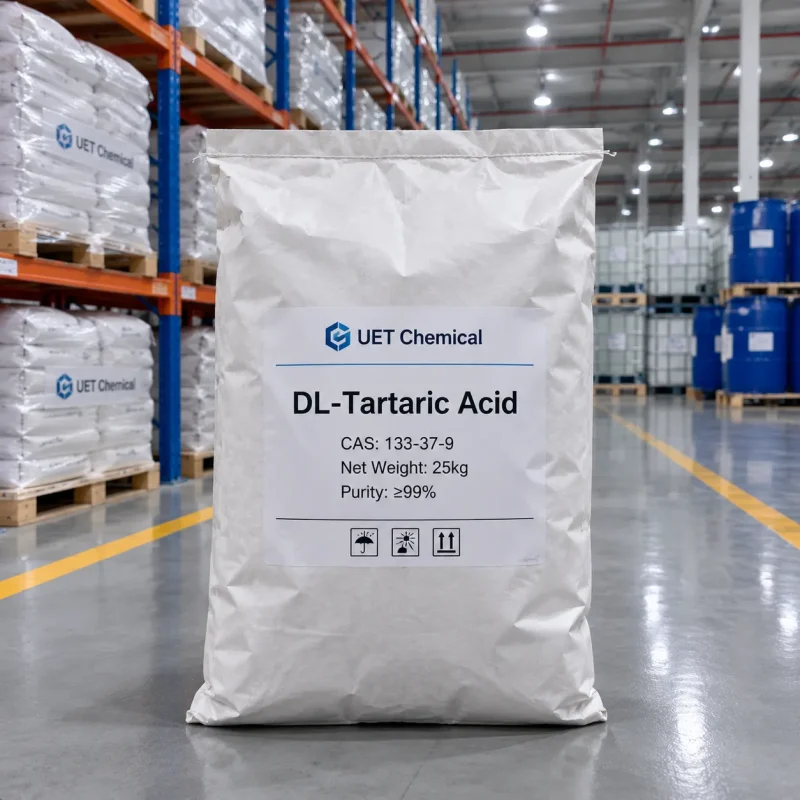 dl-tartaric-acid-25kg-kraft-paper-bag-cas-133-37-9 25kg kraft paper bag of DL-tartaric acid CAS 133-37-9, 99% min purity, by UET Chemical in warehouse