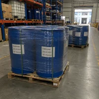 Blue industrial drums wrapped in stretch film containing bulk Erythrulose CAS 533-50-6 ready for export shipment, large scale chemical supply from UET Chemical manufacturer.