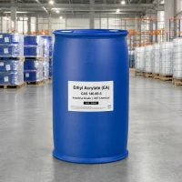 ethyl-acrylate-cas-140-88-5-industrial-grade-200kg-drum Industrial grade Ethyl Acrylate (EA) CAS 140-88-5 in 200kg blue plastic drum, UET Chemical warehouse