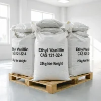 ethyl-vanillin-cas-121-32-4-25kg-woven-bags-pallet Ethyl Vanillin (CAS 121-32-4) 25kg woven bags stacked on wooden pallet for bulk supply - UET Chemical