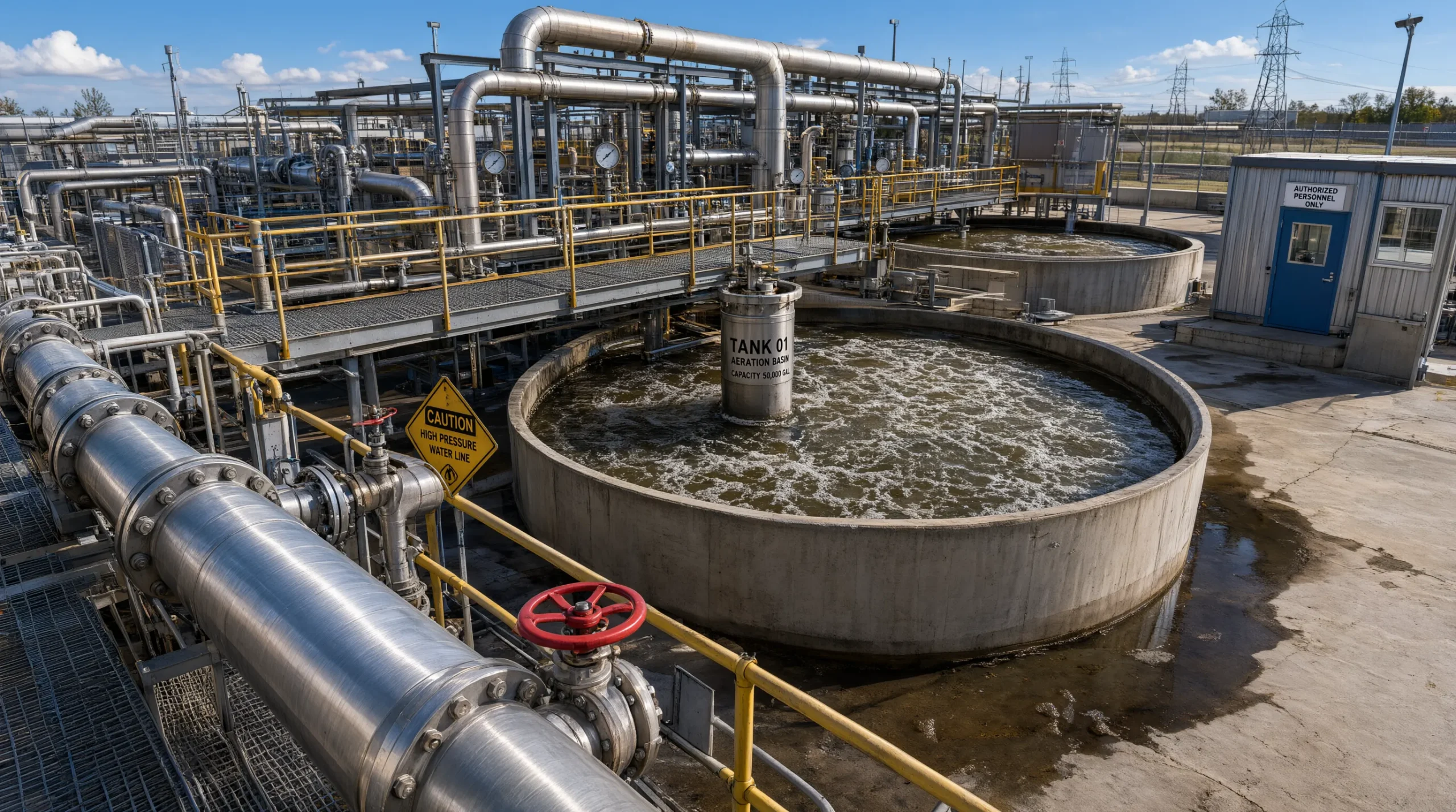 Industrial water treatment facility with chemical filtration systems