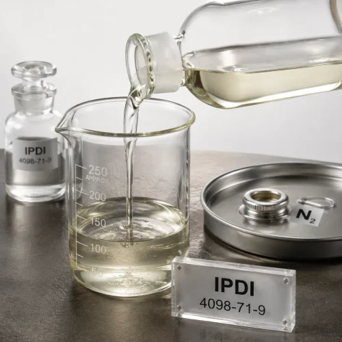 Isophorone diisocyanate (IPDI) CAS 4098-71-9 liquid poured into beaker under nitrogen protection