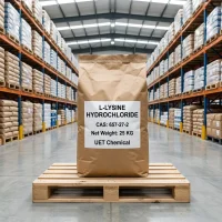 l-lysine-hydrochloride-cas-657-27-2-25kg-kraft-paper-bag L-Lysine Hydrochloride (CAS 657-27-2) 25kg kraft paper bag on pallet in UET Chemical warehouse