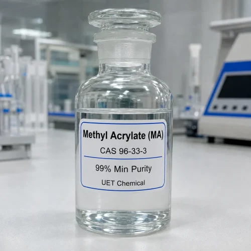 Methyl Acrylate (MA) CAS 96-33-3 colorless transparent liquid sample, 99% min purity, UET Chemical laboratory