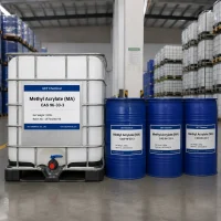 methyl-acrylate-cas-96-33-3-ibc-tote-drum-packaging Methyl Acrylate (MA) CAS 96-33-3 packaging options: 1000L IBC tote and 200kg blue drums with UET Chemical label