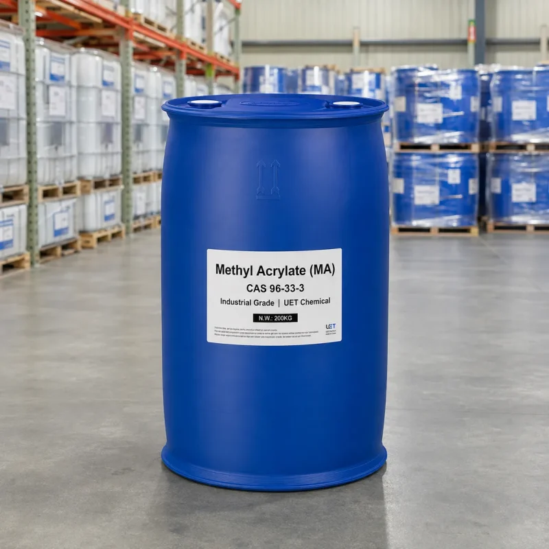 methyl-acrylate-cas-96-33-3-industrial-grade-200kg-drum Industrial grade Methyl Acrylate (MA) CAS 96-33-3 in 200kg blue plastic drum, UET Chemical warehouse