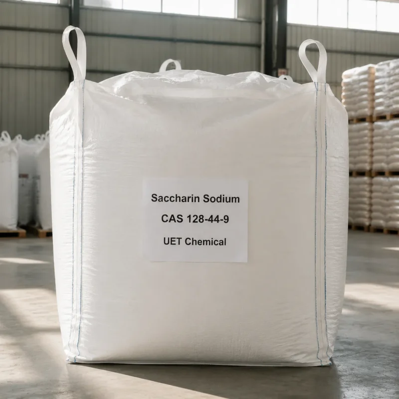saccharin-sodium-fibc-ton-bag-bulk-packaging-cas-128-44-9 Bulk FIBC ton bag of saccharin sodium CAS 128-44-9 with lifting loops in UET Chemical warehouse