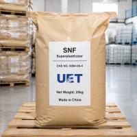 snf-superplasticizer-25kg-bag-uet-brand-cas-9084-06-4 UET brand SNF Superplasticizer CAS 9084-06-4 packaged in a 25kg kraft paper bag, offering superior dispersing properties as an essential concrete admixture for high-performance industrial B2B supply.