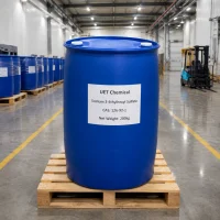 sodium-2-ethylhexyl-sulfate-200kg-blue-plastic-drum-cas-126-92-1 200kg blue plastic drum of sodium 2-ethylhexyl sulfate CAS 126-92-1 on wooden pallet in UET Chemical warehouse