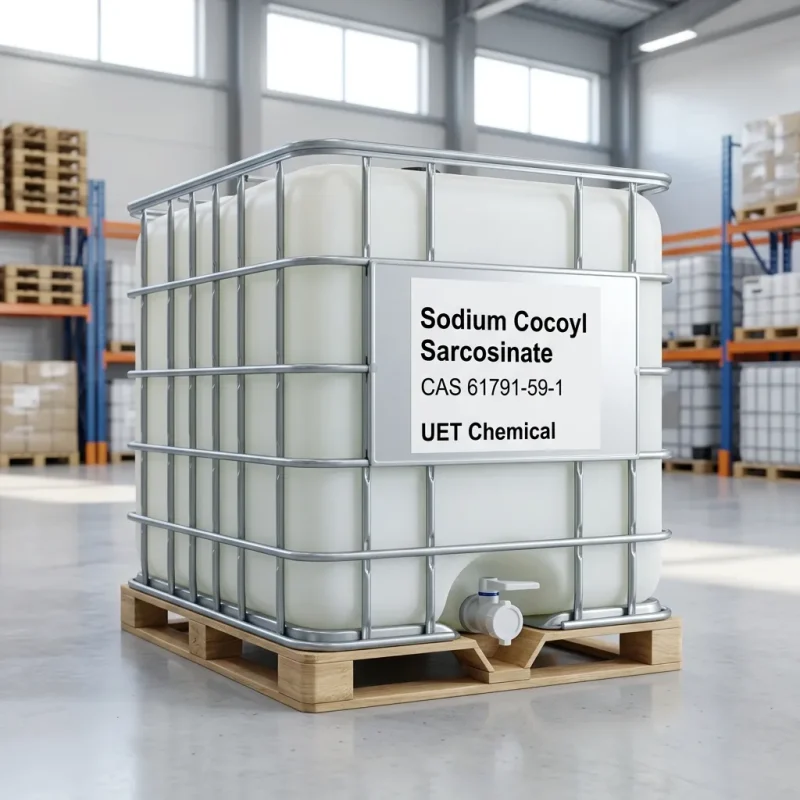 sodium-cocoyl-sarcosinate-ibc-tote-packaging Sodium Cocoyl Sarcosinate CAS 61791-59-1 bulk packaging in IBC tote tank