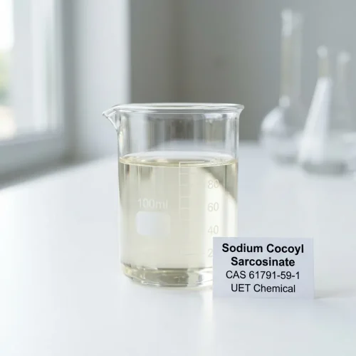 Sodium Cocoyl Sarcosinate liquid CAS 61791-59-1 sample in glass beaker