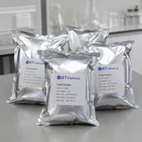 tin-ii-oxalate-stannous-oxalate-1kg-foil-bags-cas-814-94-8 1kg aluminum foil bags of tin(II) oxalate (stannous oxalate) powder CAS 814-94-8 by UET Chemical on lab bench