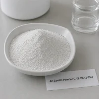 white-fine-4a-zeolite-powder-molecular-sieve-cas-69912-79-4 White fine 4A zeolite powder (4A molecular sieve) CAS 69912-79-4 in white ceramic dish with product label card